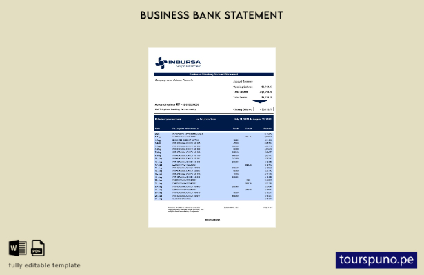 listo para imprimir estado de cuenta corriente de empresa del Banco Inbursa Plan